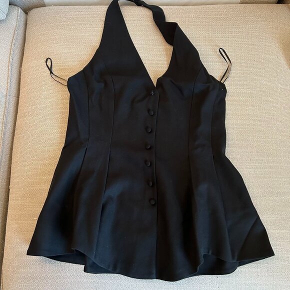 NEW Reformation Auli Halter Backless Top Sz4 Black Sleeveless - Picture 6 of 10